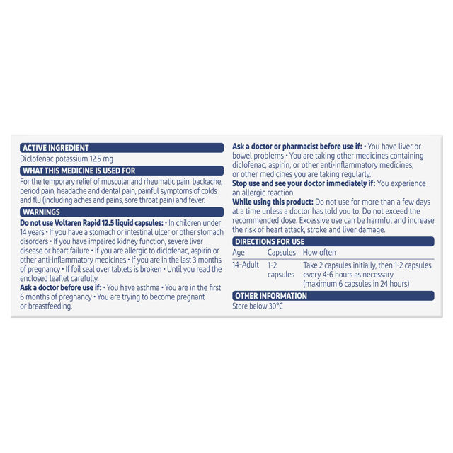 Voltaren Rapid Liquid Capsule 12.5 mg 20 Caplets