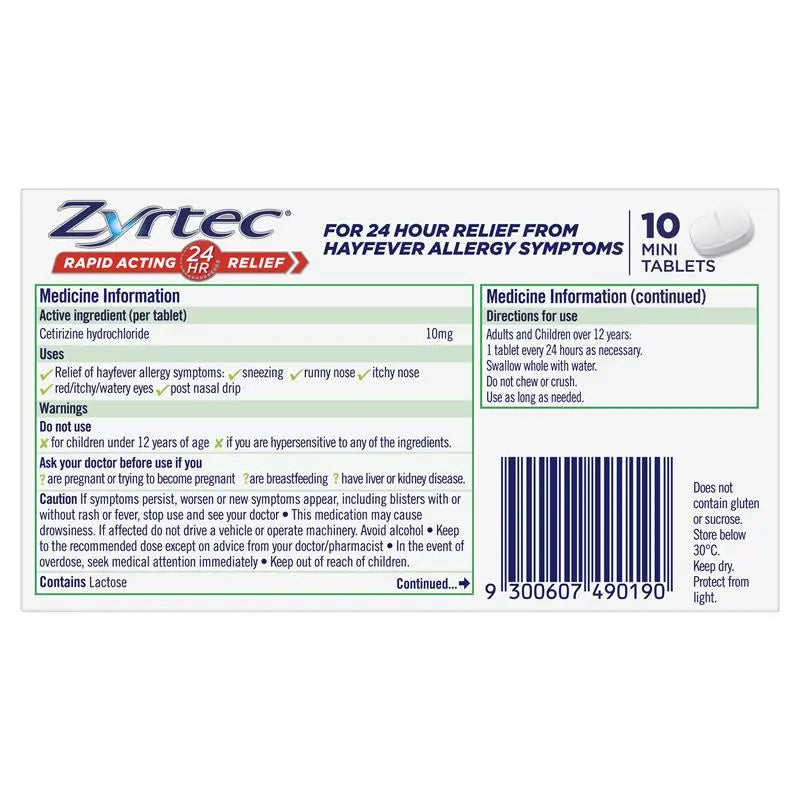 Zyrtec Tablets 10 mg