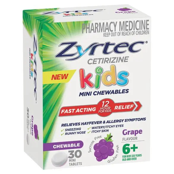 Zyrtec Kids Chewable Grape 10 Tablets